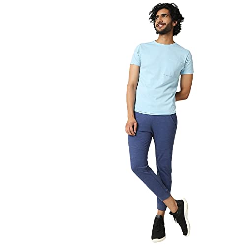 Image of Bewakoof Men's Solid Regular Fit Cotton Blend Joggers