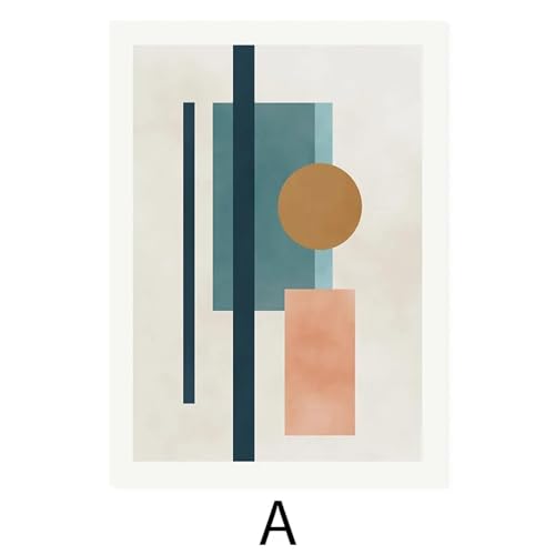 Peinture géométrique abstraite beige rose bleu 50x70cm lot de 2 toiles murales modernes sans cadre - 4