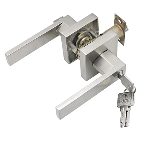 Qrity Türschloss Aluminiumlegierung Drückergarnitur Türdrückerfür für Schlafzimmer, Garderobe, Stauraum und Büro, Riegelgröße 60 / 70mm, Quadrat Cover