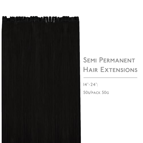 Image of WENNALIFE U Tip Hair Extensions Human Hair, 50g 50s 22 Inch Jet Black Remy Hair K Tip Hair Extension Real Human Hair Invisible Straight Keratin Hair Extensions