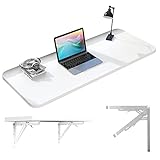 yiqifly 80 x 40 cm, tavolo pieghevole da parete per cucina, tavolo da pranzo, tavolo per computer portatile, piccolo bianco