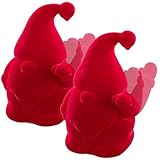 infactory Figuren: 2er-Set Winke-Gartenzwerge, 16,5 cm, beflockt, Batteriebetrieb, rot (Zwerg Figuren, Gartenzwergdekos, Wackel)