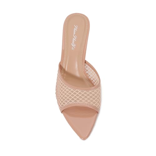 Image of Women Clear Pointed Toe Sandals Stiletto Heels Transparent Strap High Heels Slip on Mules for Women