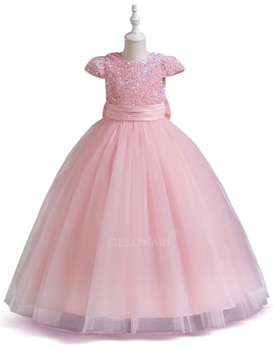 Girls Sequin Dress V-Back Pageant Girls Dress Party Sparkly Flower Girl Dresses Wedding Birthday Gown2