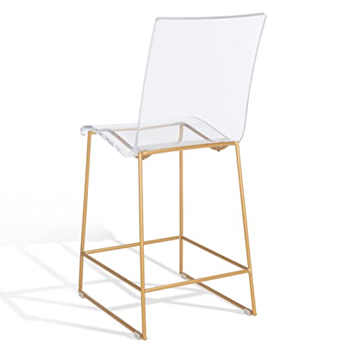 Safavieh Couture Collection Bryant Acrylic 24-Inch Kitchen Island Breakfast Nook Counter Bar Stool, Clear/Gold #TOP6