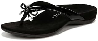 Vionic Bella Thong Sandals Black Patent 8 M