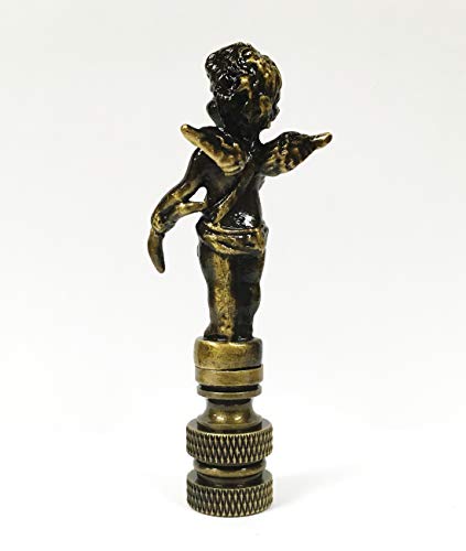 Image of Lamp Finial-Cherub-Antique Brass Finish, Highly Detailed Metal Casting
