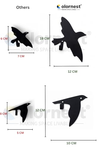 Image of Bird Wall Art Hooks - Set of 6 Metal Decorative Bird Hooks for Wall, Key Holder & Clothes Hanger - Laser Cut, Powder Coated, Heavy Duty, Rustic Home Decor for Living Room & Entryway