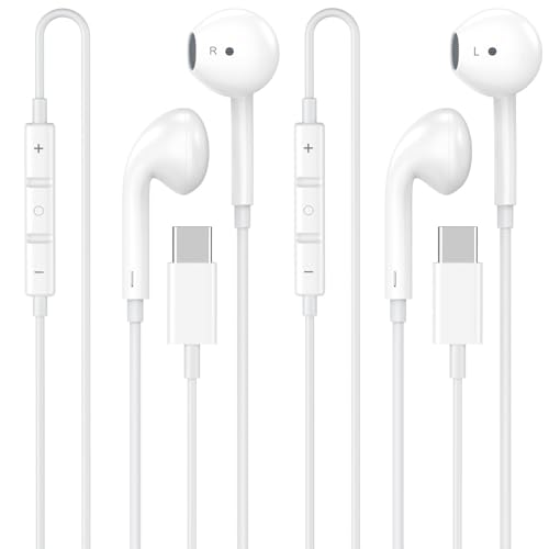 [Apple MFi Certified] USB C Headphones for iPhone 17 16 15, 2 Pack Wired Headphones USB C with...