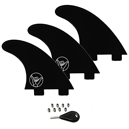 South Bay Board Co. - Surfboard Fins & FCS Surfboard Fins -3 Fin Thruster Sets & 4 Fin Quad Sets - Fin Key & Extra Fin Screw Included - Bamboo Fiberglass & Plastic Fin Options