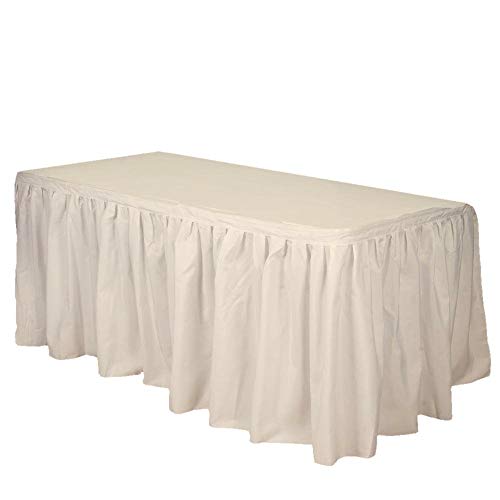 Party Favors Plus Ivory Plastic Rectangular Tablecloth with Matching Table Skirt, 54x108 Inches, Matte Finish, 29 Inch Drop, 2 Piece Set