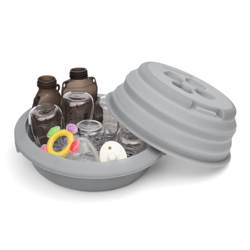 Haakaa Multipurpose Silicone Microwave Bottle Sterilizer & Steamer – Reusable Collapsible Microwave Sterilizer for Baby Bottles,Breast Pump Parts & Pacifiers and Accessories,Great for Home &Travel