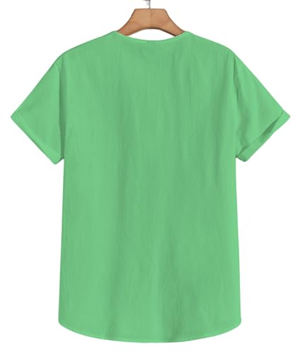 Image of Men's White Cotton Half Sleeve Kurta with Mandarin Collar, Urban Style for Summer Wear Kurta-24
