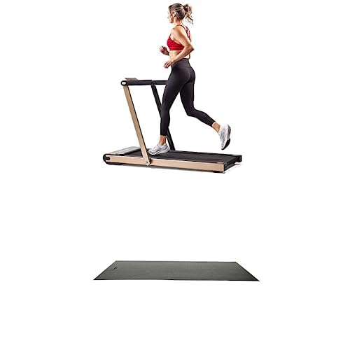 Image of SUNNY HEALTH & FITNESS Asuna Space Saving Treadmill, Motorized with Speakers for AUX Audio Connection 8730G + Home Gym Foam Floor Protector Mat