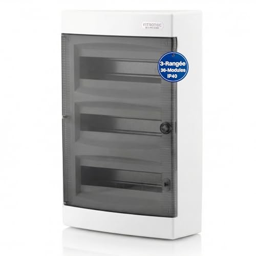 Intratec Coffret de Distribution en Saillie 3 Rangée – IP40 Boîtier pour 36 Modules avec Porte...