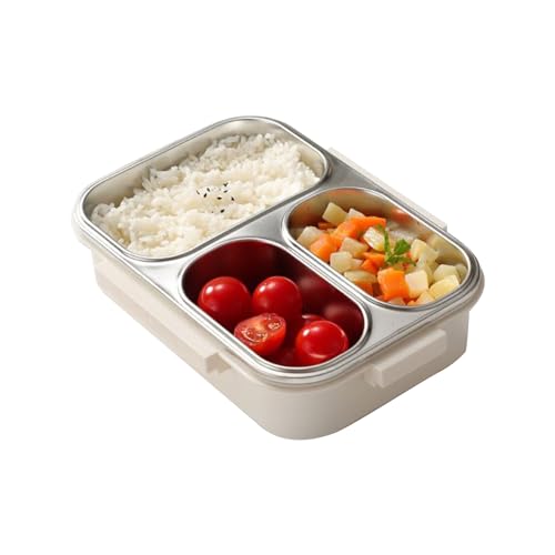 Misaakoeq Fiambreras Porta Alimentos - Recipiente Hermetico Acero Inoxidable | Organizador De Comida Con 3 Compartimentos Para Viaje Escuela Trabajo Cena Picnic