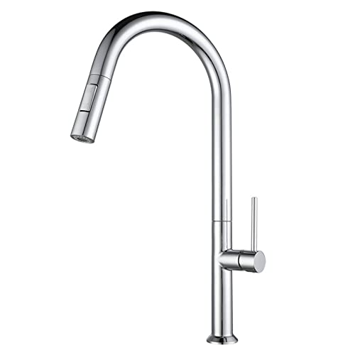 Robinet de cuisine anti-éclaboussures avec douchette extractible en acier inoxydable durable