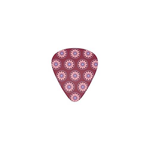 ピンク色の花 赤い背景 デザインギターピック guitar pick ティアドロップ型 エレキギター/アコースティックギター/クラシックギター/ベース等の練習に最適な12枚セット