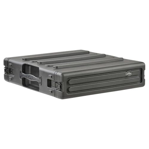 Image of SKB 2U Roto Rack Case - Durable Polyethylene Gear Protector, Stackable, Waterproof with Twist Latches & Rubber Feet for Musicians, Black
