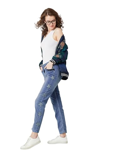 Image of Miss Chase Women's Skinny High Rise Cropped Fringed Hemline Detailing Stretchable Denim Jeans