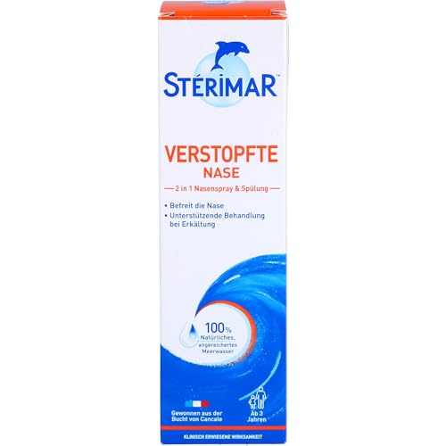 STÉRIMAR Meerwasser Nasenspray 100 Prozent natürliches Meerwasser 2 in 1 Spray und Spülung geeignet für Erwachsene und Kinder 100ml