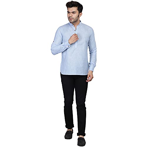 Image of TAHVO Men's Casual Cotton Kurta Shirt, Short Kurta