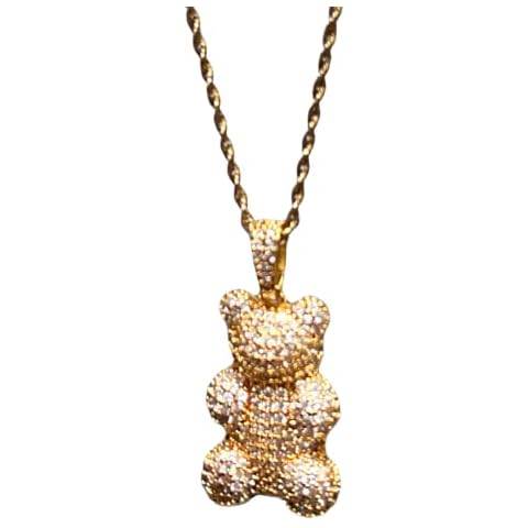 yoyos Women's 24K gold plated crystal teddy bear pendant/charm necklace Cover