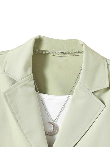 Image of Milumia Girl's Two Piece Outfit Button Open Front Blazer and Pants Set Green 10 Years