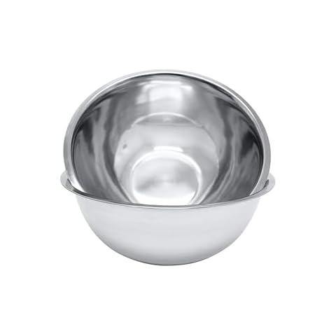 Great Credentials 8 Quart, Set of 2, Mixing Bowls, Stainless Steel, Professional Chef, Commercial Kitchen, 13.25 Inches Diameter, Flat Base Cover