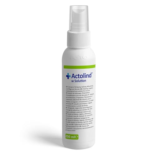 Actolind w Solution 250 ml Antiseptische Wundspüllösung in Sprühflasche Schmerzfreie Reinigung, Spülung und Befeuchtung von akuten, chronischen und infizierten Wunden & Verbrennungen PHMB PZN:10985416