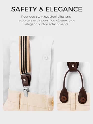 Kohentact Suspenders For Men With Clip & 6 Buttons 1.4In Y-Shape Stainless Steel thumb #2