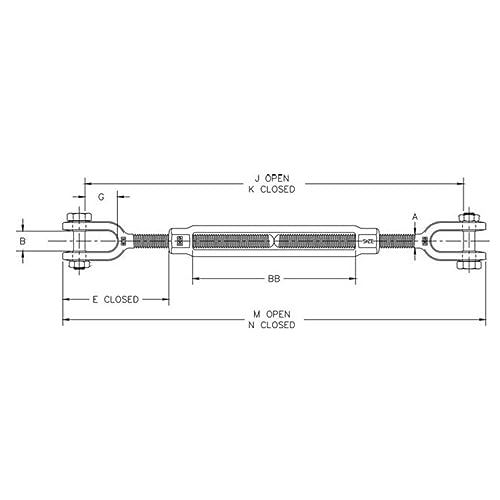 Lexco Cable TB386JJ Tensor 3/8x6 Quijada/Quijada HDG (5 piezas/paquete) miniatura 2
