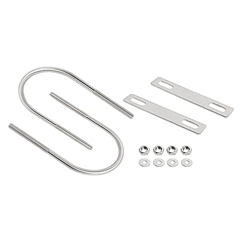 Image of Round U-Bolts 2.36 inch(60mm) Inner Width M6 Thread 304 Stainless Steel Silver with Plates Nuts Flat Washers for Car /RV /Trailer Bumper, 2Pcs