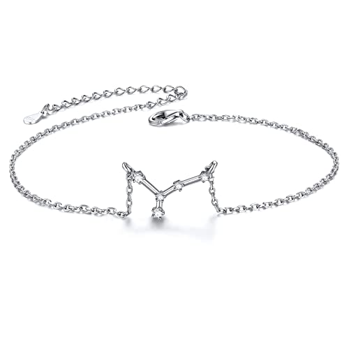 Chicsilver Cancer Zodiac Anklet For Women Sterling Silver Simulated Diamond Ankle Bracelets Astrology Sign Constellation Jewelry #TOP13