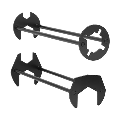 Hoemudy Basin Wrench, Sink Wrench 2Pcs Four-jaw Hex Plumbing Wrench Multifunctional Iron Robust Faucet Wrench Tool 7 Sizes Universal Under Sink Plumbers Wrench for Kitchen Bathroom (Black)