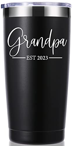 Momocici Grandpa Est. 2023 20 Oz Tumbler.first Time Grandfather,Grandpa To Be,New Grandpa,Newborn Gifts.birthday,Christmas Gifts For New Grandfather,Husband,Men Travel Mug(Black) #TOP1