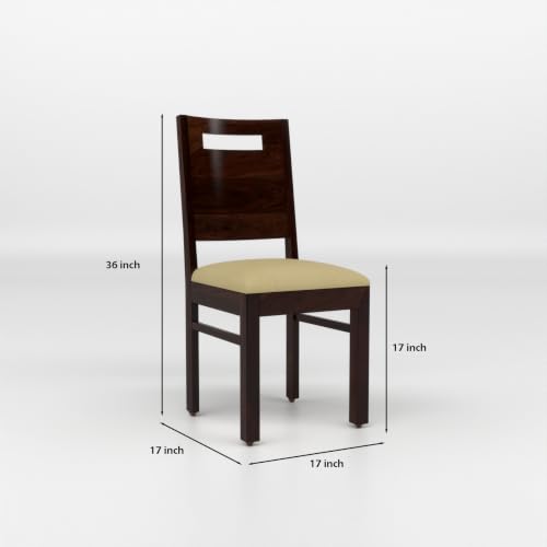 Image of Solid Sheesham Wood Dining Chair Set of 4 | Premium Wooden Dining Chairs with Cushioned Seat | Modern Horizontal Slatted Backrest | Heavy Duty Dining Table Chairs