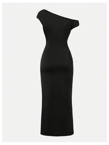 Floerns Girl's Ruched Asymmetrical Neck Short Sleeve Prom Party Bodycon Long Dress2