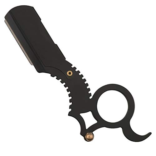 POOPFIY Barbero Razor, Profesional de Peluquería Tradicional Navaja, Manual Afeitado, con Caja de Almacenamiento,Negro