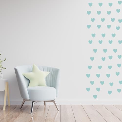 Image of Pastel Color Heart Sticker for Scrapbook or for Wall Decoration, Nursery Decor, Home Decor (Teal)