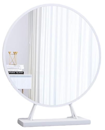 Espejo de maquillaje blanco redondo de mesa de 40 cm con soporte de escritorio portátil 2