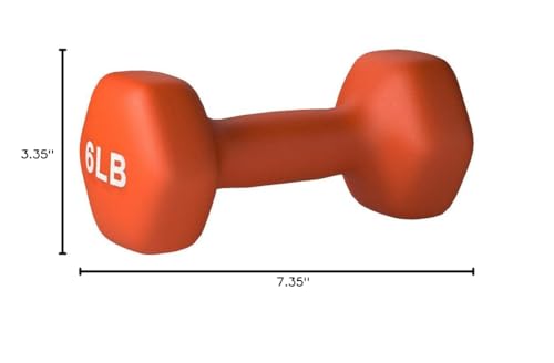 image for Amazon Basics Neoprene Dumbbell Hand Weights, 6 Pounds, Pair, Orange