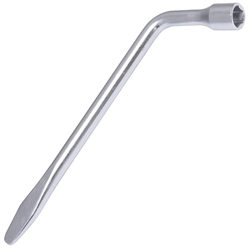 AERZETIX - C68472 - Llave de desmontaje rueda 17mm en ''L'' 295x95x25mm con 6 lados con manija destornillador plano - en acero Cr-V
