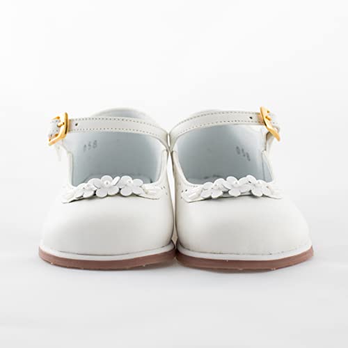 Karela Kids White Leather Little Girl Walking Shoes - 3 Flowers Garden Design - Non Slip Sole, Easy Cleaning - Comfortable & Anatomic - Walking, Dress & Party Shoes for Little Girls4