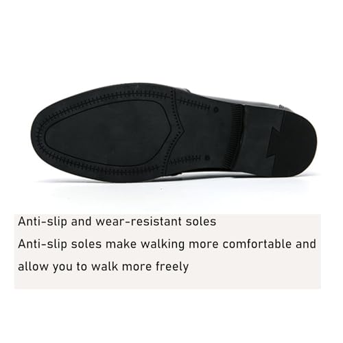 Men's Leather Tassel Decorated Low Heel Formal Loafers Retro Round Toe Printed Non-Slip Slip-On Business Flat Moccasin Shoes3