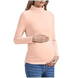 Generisch Maternity Blouse Kategorie Winter-Umstandsbluse Hochgekrempelte Seite Rüschen Oberteil mit hohem Kragen Weicher Stretch-Stoff Bequeme Schwangerschaftsoberbekleidung (XXXL)