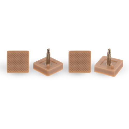 Image of HARFINGTON 3 Pairs TPU Kitten Heel Tips Shoes Replacement Tap Caps for Women High Heels, 3mm Pin, 16mm Square Heel Repair Caps, Beige