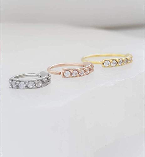 7 Stone Sparkle Hoops CZ Pave Hoops Modern Hoop Earrings Tiny Sparkle Hoops Delicate Earrings Tragus Hoops Cartilage Hoops