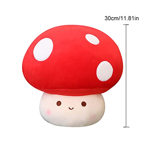 Cute Mushroom Plush Kawaii Mushroom Stuffed Animal Pillow Gifts For Kids 9" 12 Inch Small Stuffed Mushroom Home Decor (12 Inch, Red) #TOP1