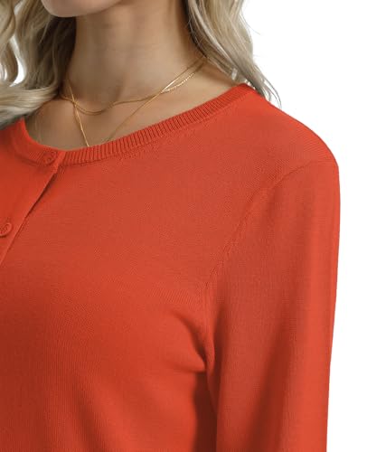 Image of QUALFORT Women's 100% Cotton Lightweight Cardigans Long Sleeve Knitted Button Down Sweater